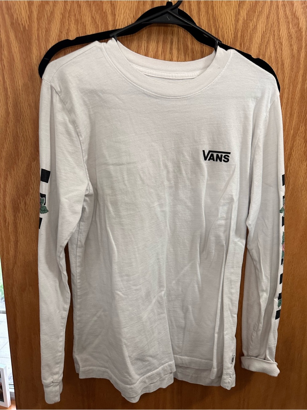Vans White Long-Sleeve Logo Tee with Sleeve Graphics